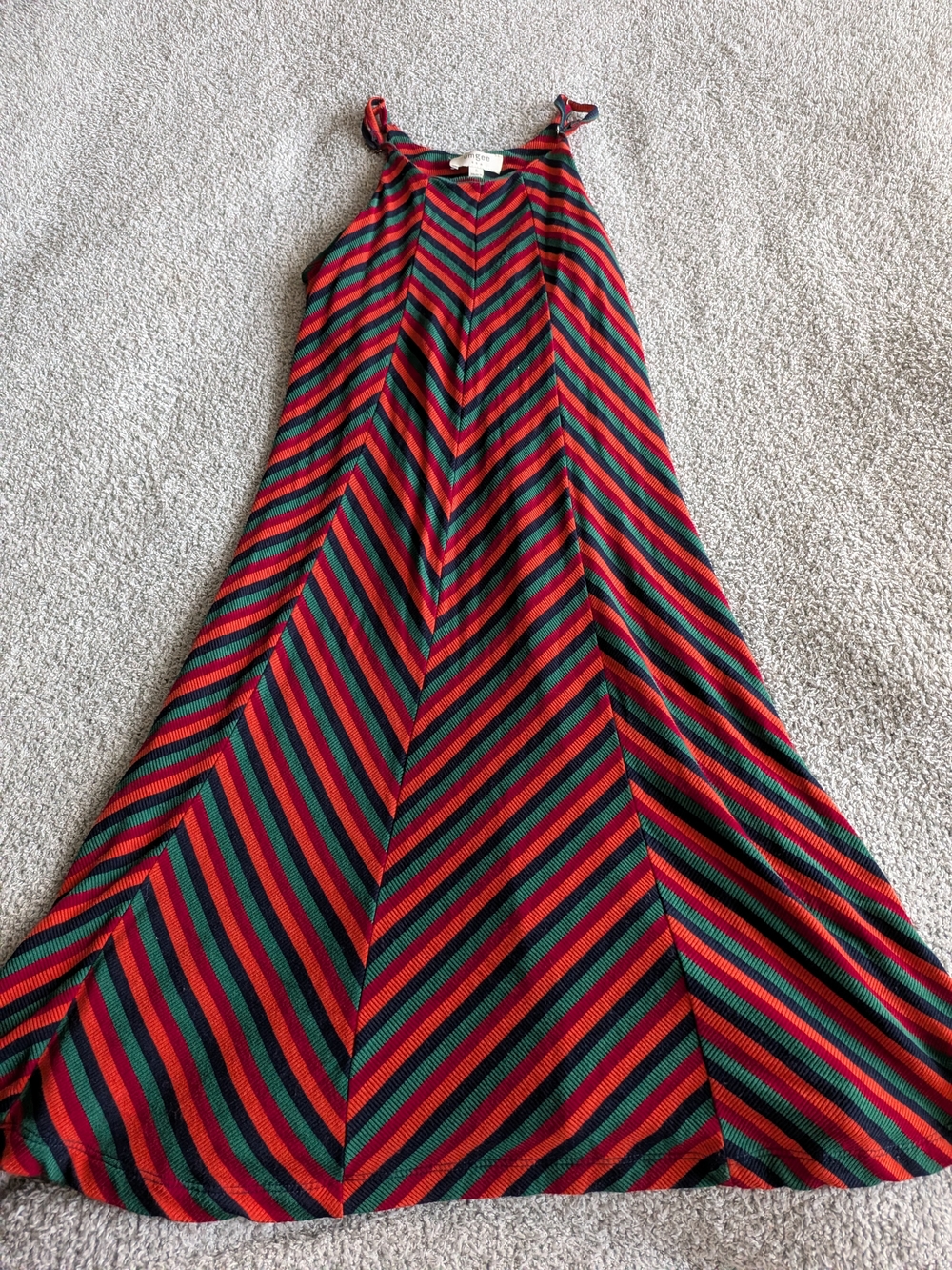 🌼B2G1🌼 Umgee Chevron Striped Midi Dress in Orange, Navy and Green